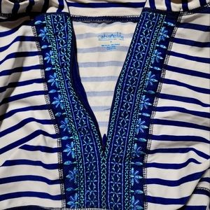 Cabana Life  Embroidered Ruched Rashguard long sleeve  swim shirt.